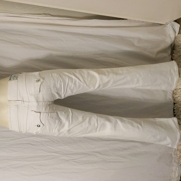 True Religion white boot cut jeans with blue crystals - Picture 5 of 10